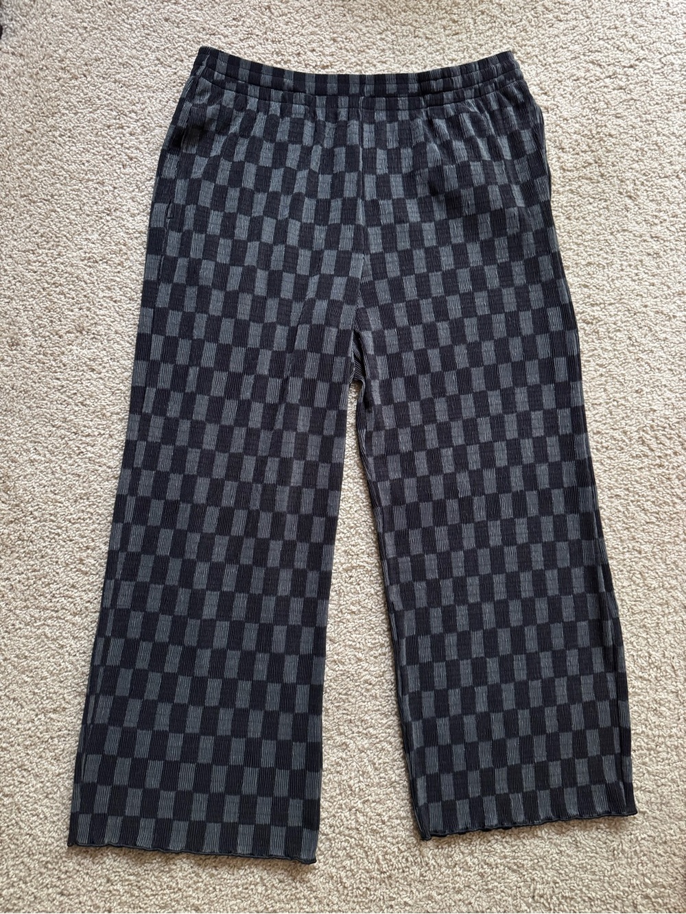 Vans Checkerboard Knit Wide Leg Pants - Black & Charcoal